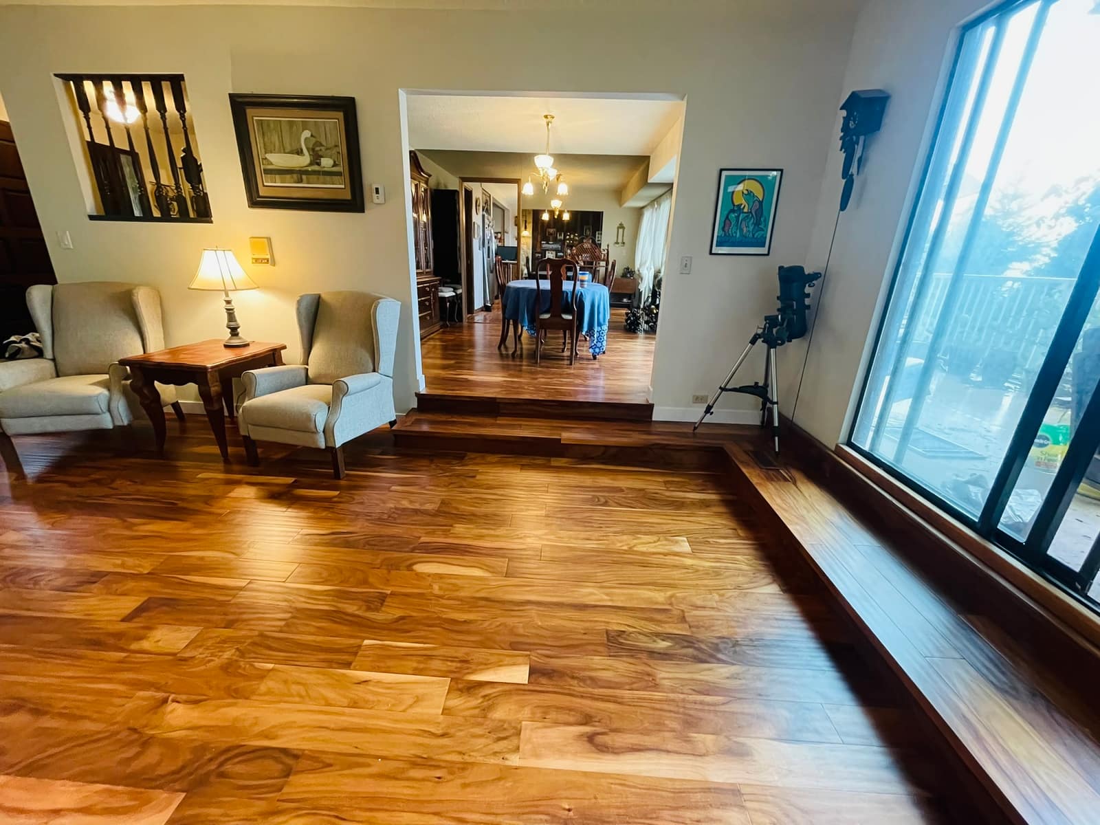 Acacia prefinished hardwood flooring installed in a Metro Vancouver home