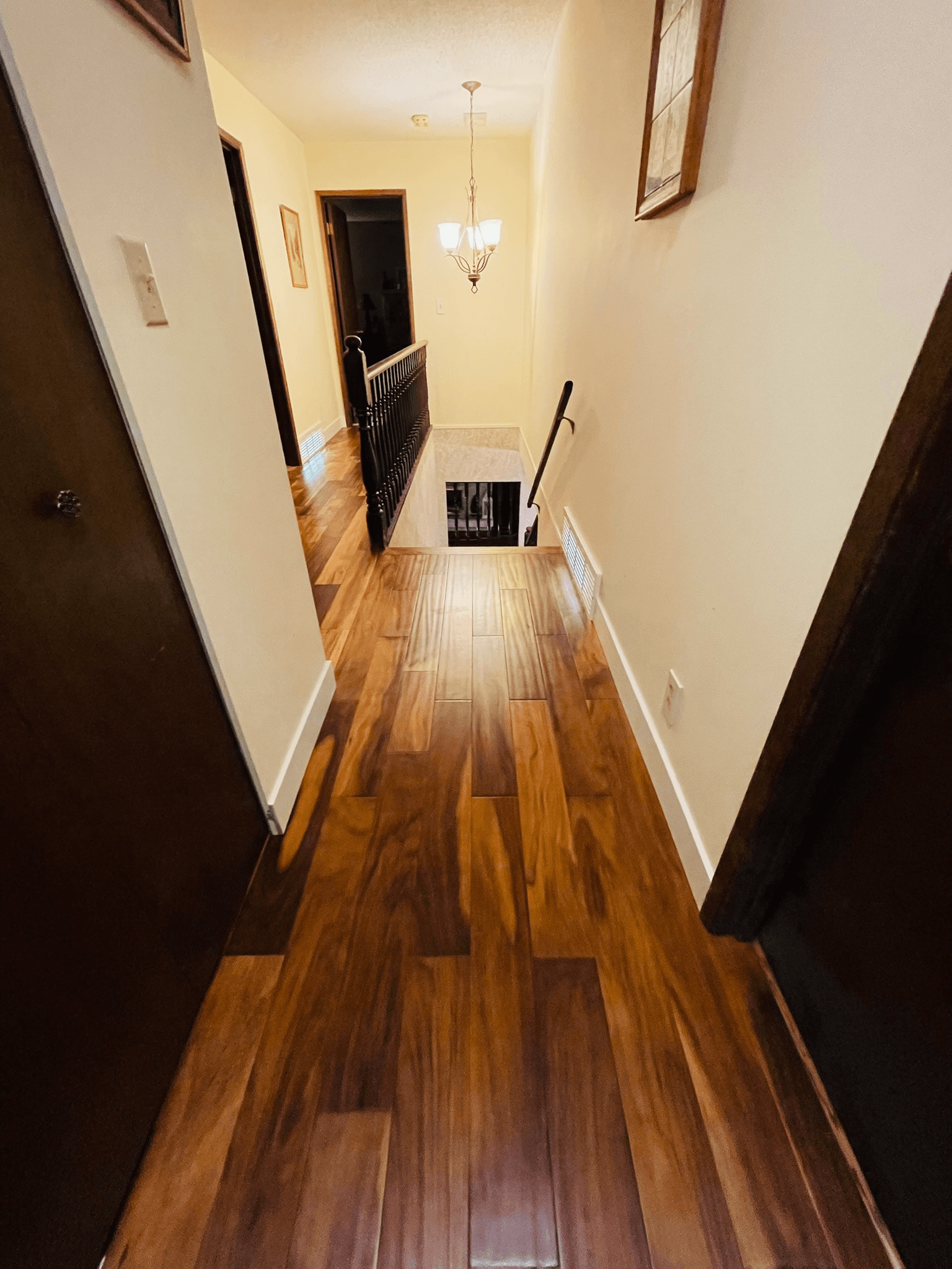 Acacia hardwood hallway beside the staircase