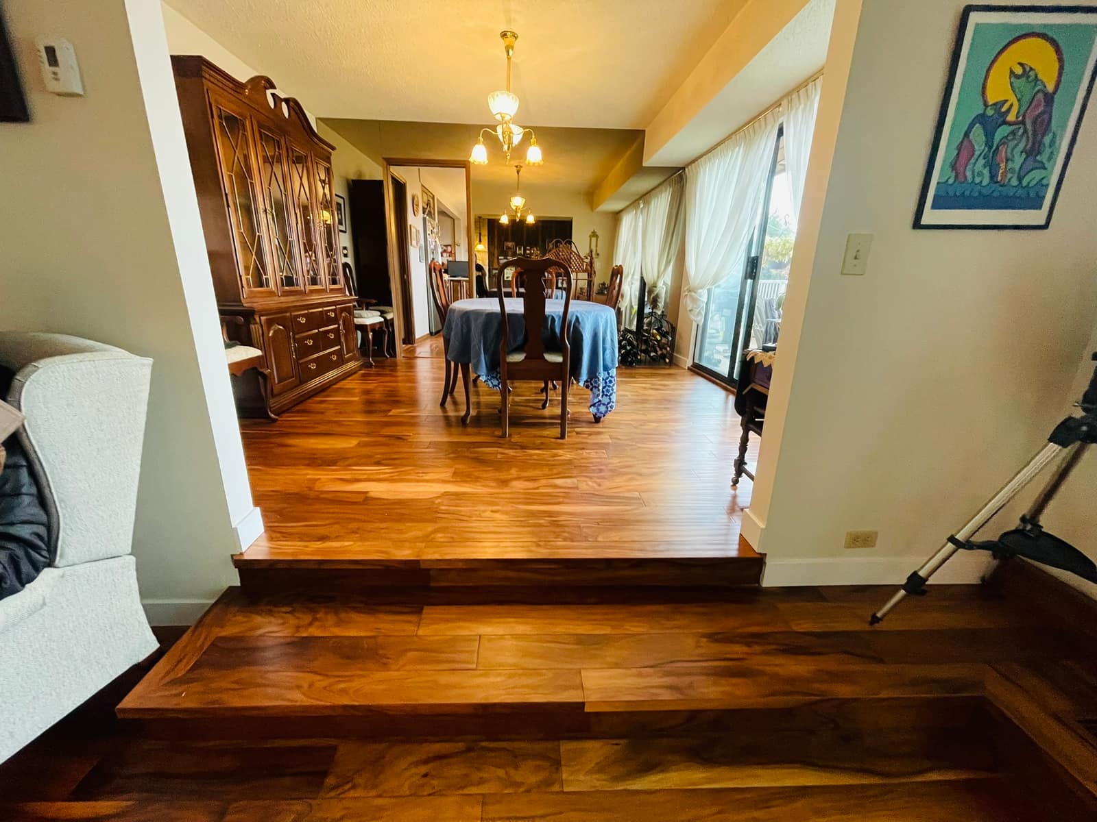 Acacia prefinished hardwood flooring installed in a Metro Vancouver home