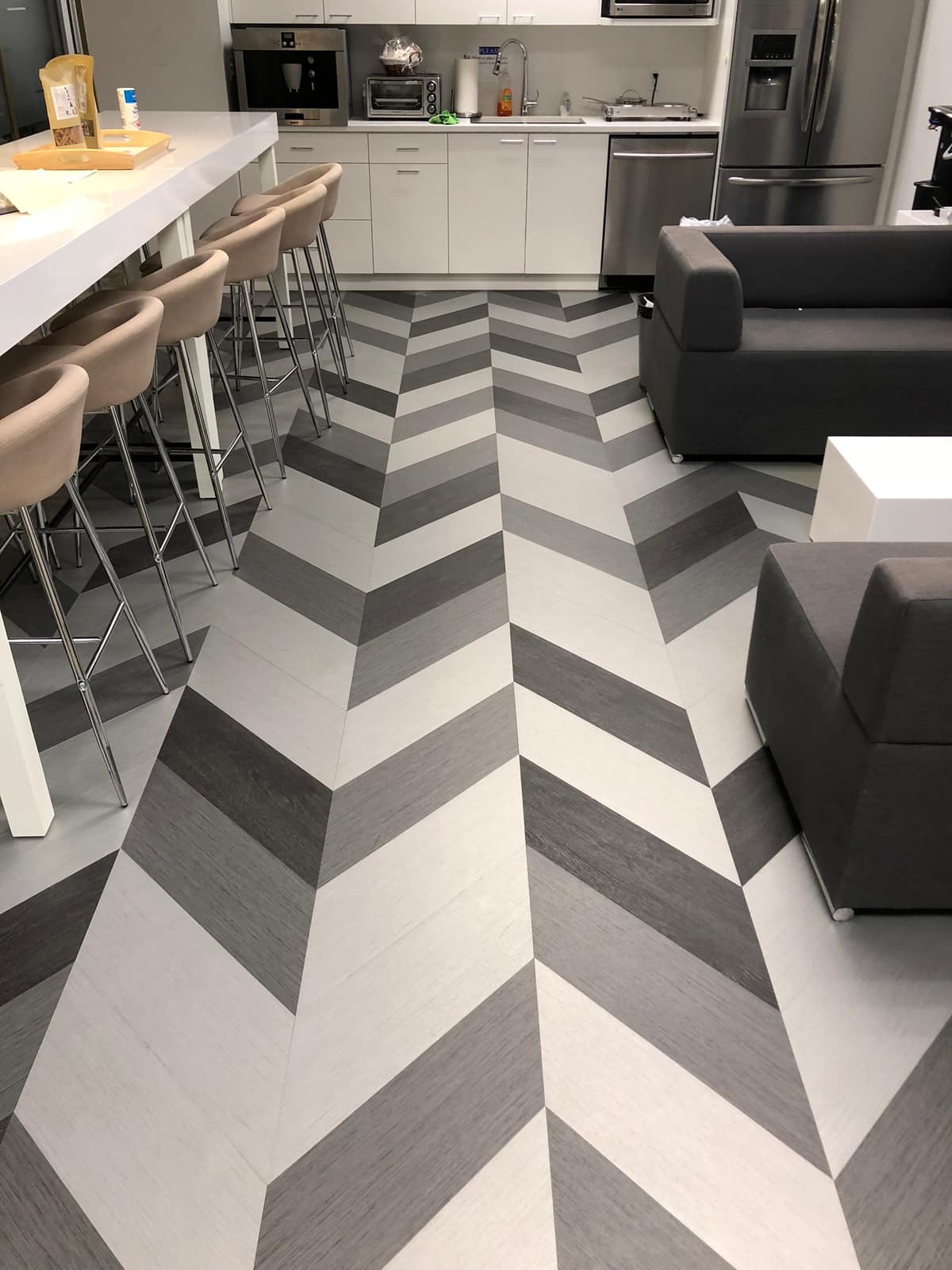 Designer luxury vinyl plank flooring installed in a Burnaby home