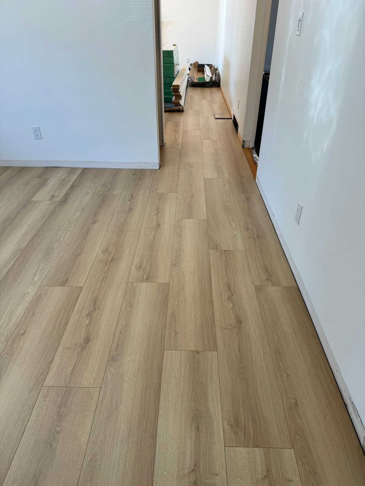 Laminate flooring installed in a Burnaby home