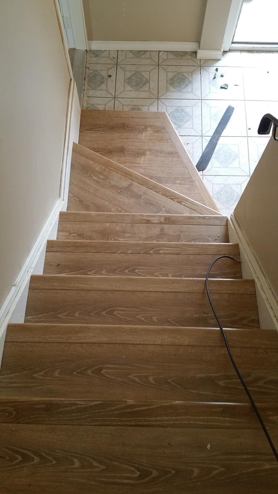 Laminate-clad stairs installed in a Mission, BC home