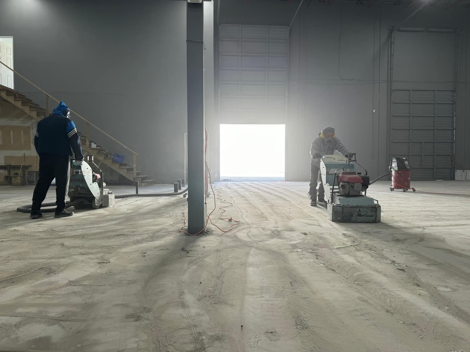 Self-levelling underlayment poured across a Richmond warehouse floor