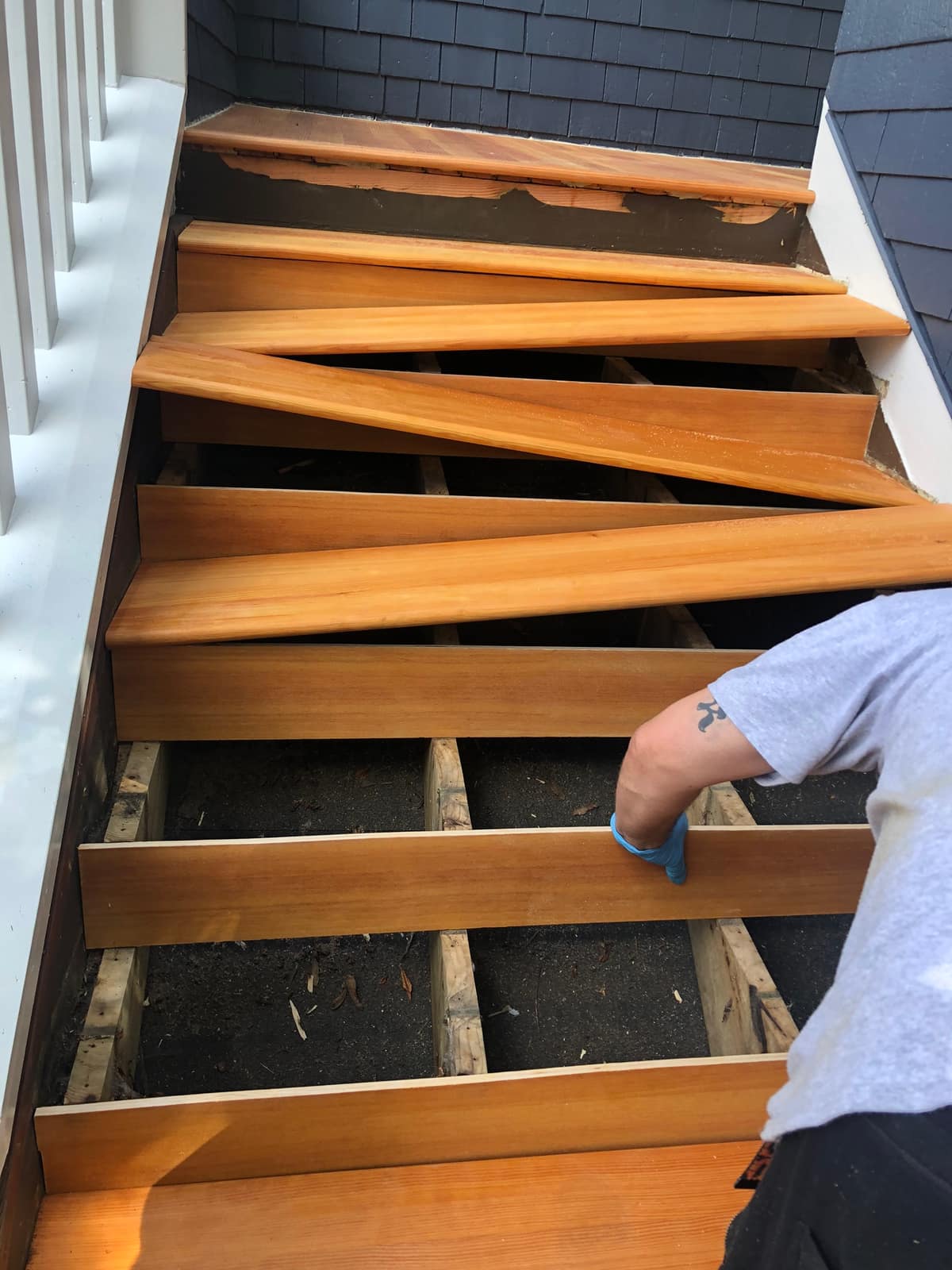Solid fir wood stairs in a Kitsilano home in Vancouver