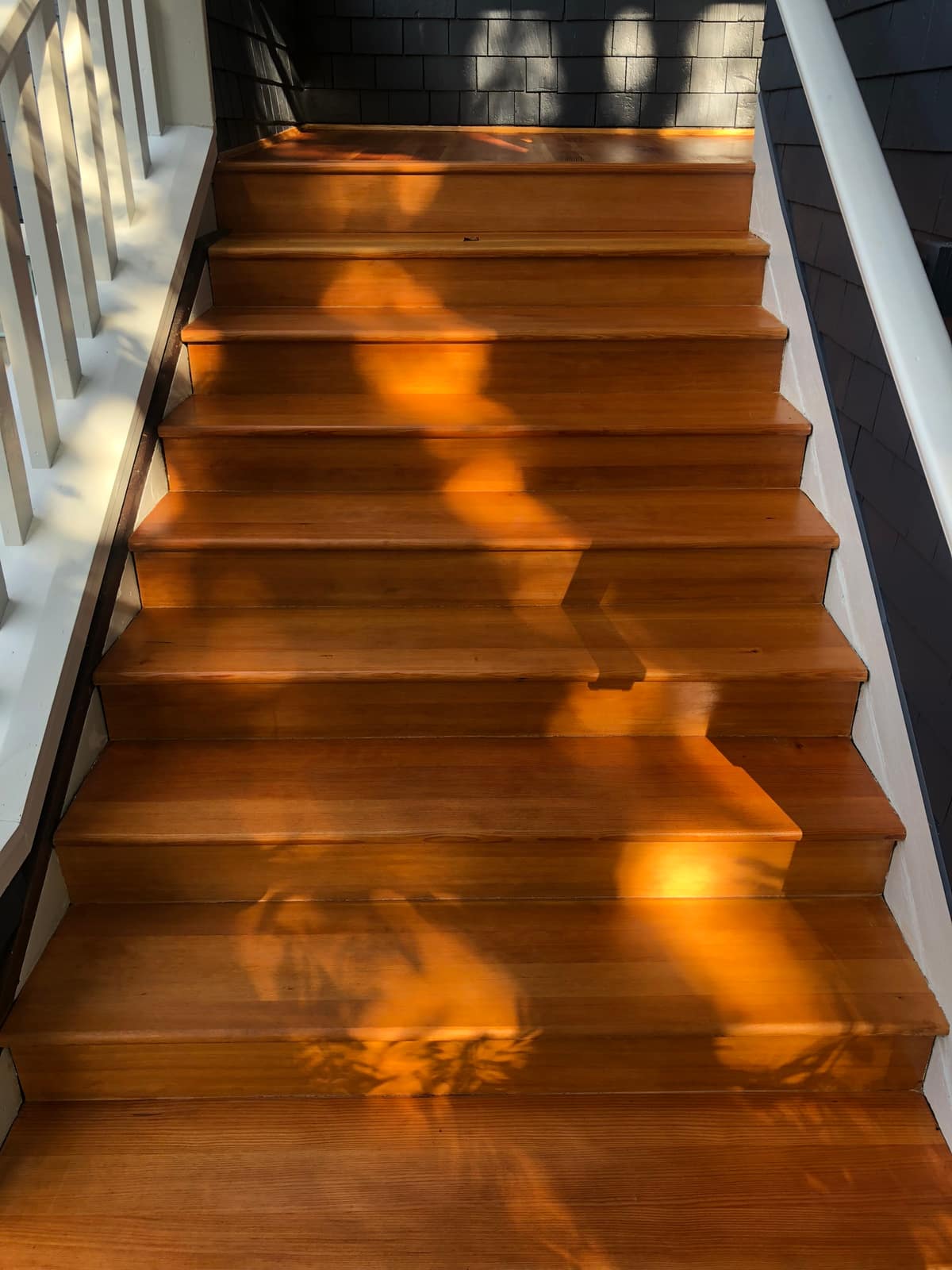 Solid fir wood stairs in a Kitsilano home in Vancouver