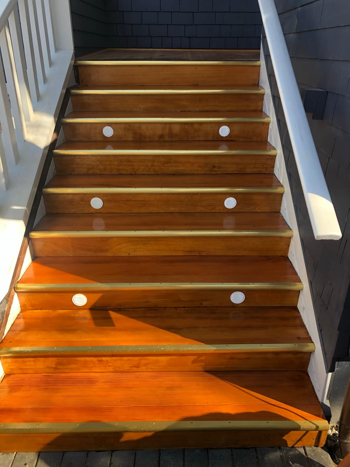 Solid fir wood stairs in a Kitsilano home in Vancouver