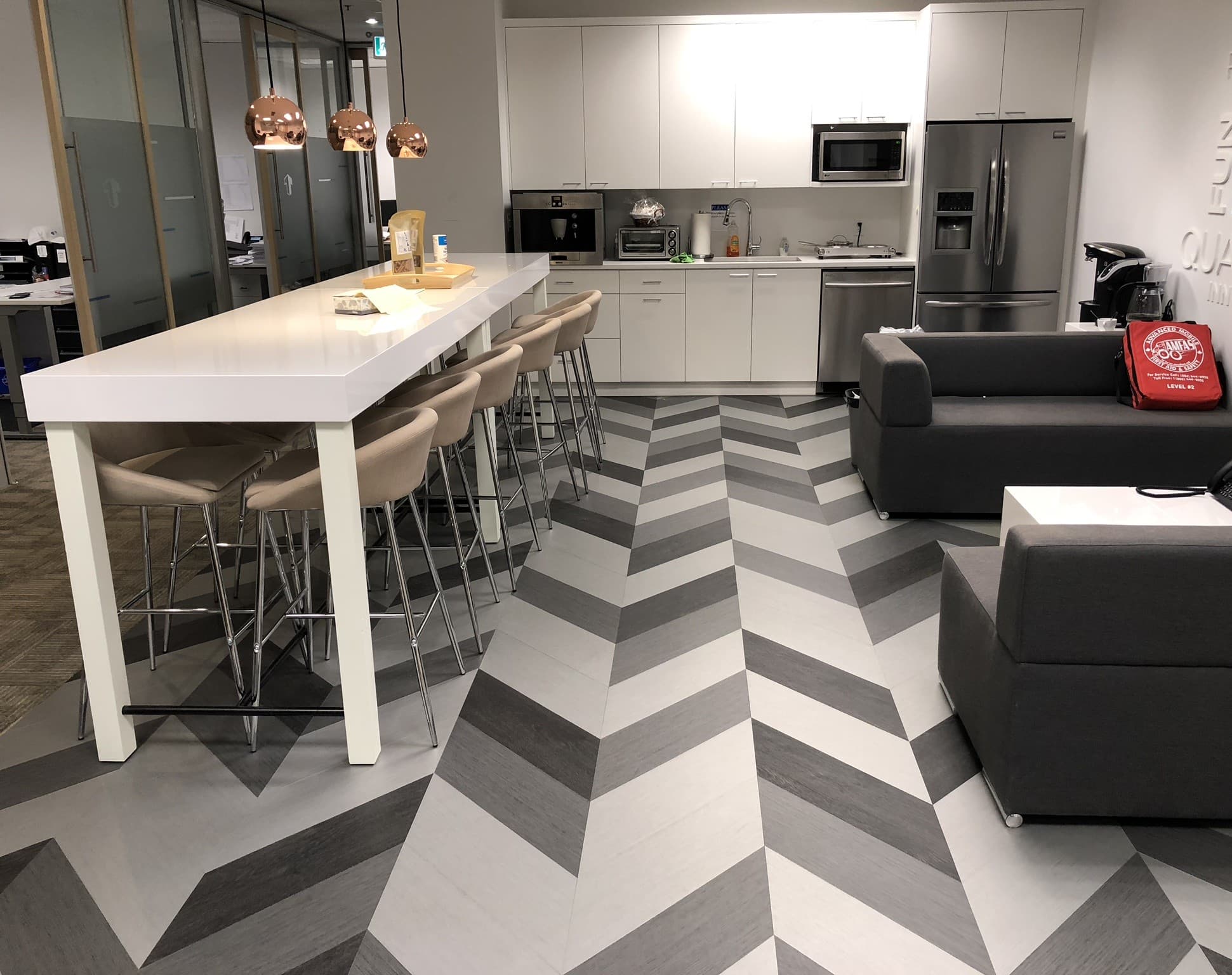 Commercial vinyl flooring in a Vancouver office