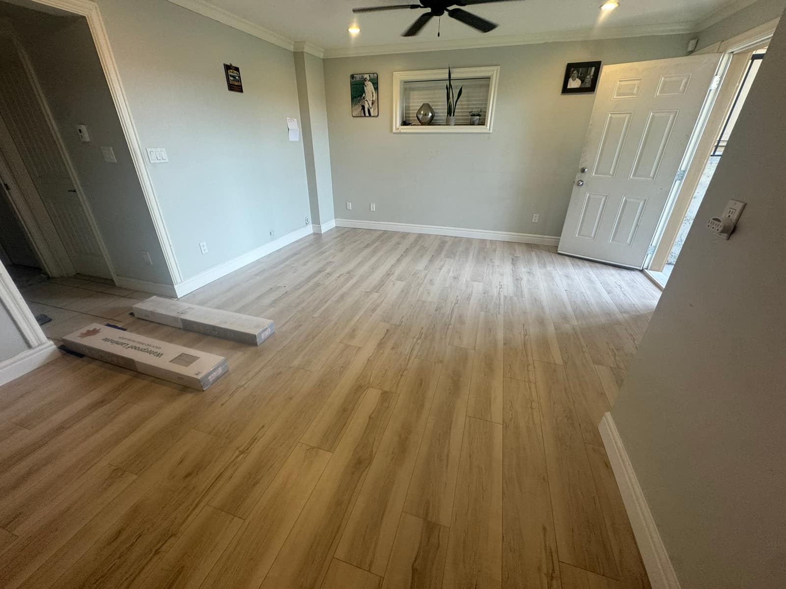 Laminate flooring installed in an East Vancouver basement