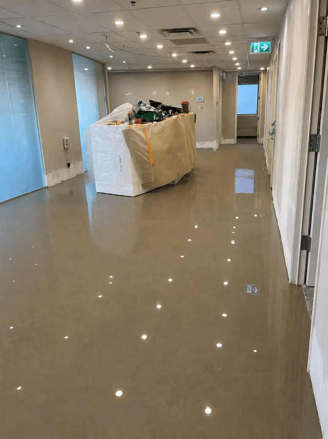 Self-levelling underlayment in a Vancouver wellness centre